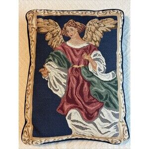 Tapestry Victorian Angel Christmas Holiday Decor Throw Pillow Rectangle 16 x 12
